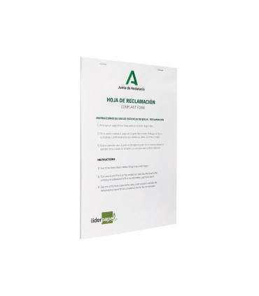 Libro liderpapel hojas de reclamaciones junta de andalucia din a4 25 juegos original 2 copias