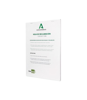 Libro liderpapel hojas de reclamaciones junta de andalucia din a4 25 juegos original 2 copias