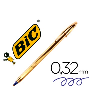 Boligrafo bic cristal celebration oro tinta azul unidad