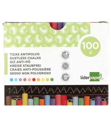 Tiza color antipolvo liderpapel caja de 100 unidades colores surtidos