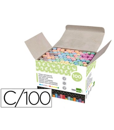 Tiza color antipolvo liderpapel caja de 100 unidades colores surtidos