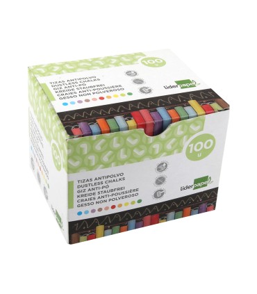 Tiza color antipolvo liderpapel caja de 100 unidades colores surtidos