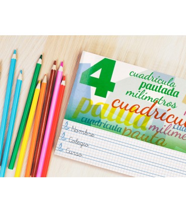 Libreta liderpapel pautaguia tapa cartoncillo 32 hojas din a5 70 g cuadriculado pautado 4 mm apaisado con margen