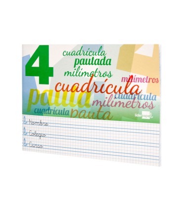 Libreta liderpapel pautaguia tapa cartoncillo 32 hojas din a5 70 g cuadriculado pautado 4 mm apaisado con margen