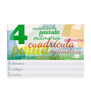 Libreta liderpapel pautaguia tapa cartoncillo 32 hojas din a5 70 g cuadriculado pautado 4 mm apaisado con margen