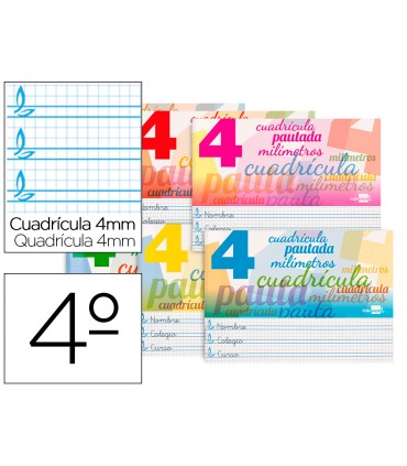 Libreta liderpapel pautaguia tapa cartoncillo 32 hojas din a5 70 g cuadriculado pautado 4 mm apaisado con margen