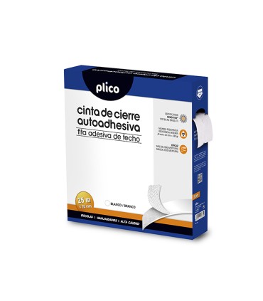 Cinta de cierre adhesiva plico velcro blanco 20mm x 25m