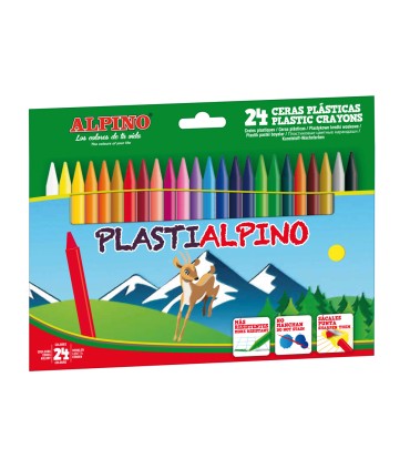 Lapices cera alpino plasti caja de 24 unidades colores surtidos