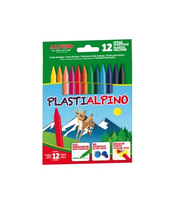 Lapices cera alpino plasti caja de 12 unidades colores surtidos