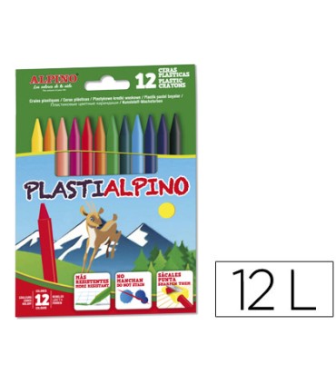 Lapices cera alpino plasti caja de 12 unidades colores surtidos