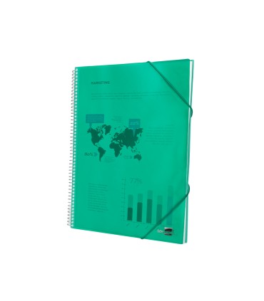 Carpeta liderpapel escaparate con espiral 20 fundas polipropileno din a5 verde