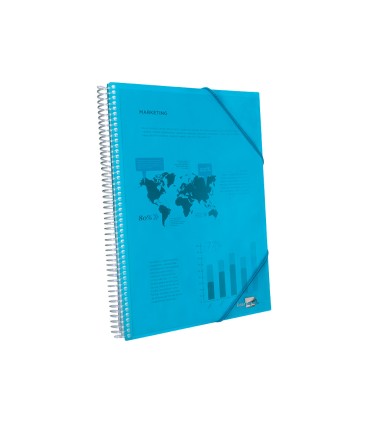 Carpeta liderpapel escaparate con espiral 20 fundas polipropileno din a5 azul