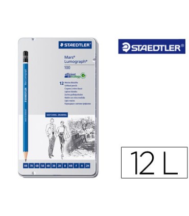 Lapices de grafito staedtler mars lumograph 100 caja metalica de 12 lapices 8b 7b 6b 5b 4b 3b 2b b hb f h 2h