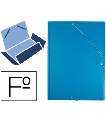 Carpeta liderpapel gomas folio 3 solapas carton forrado pvc azul