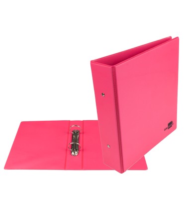 Carpeta de 2 anillas 40 mm redondas liderpapel a5 carton forrado pvc fucsia