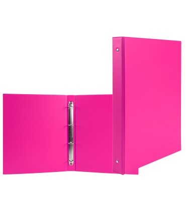 Carpeta de 4 anillas 25 mm redondas liderpapel a5 carton forrado pvc fucsia