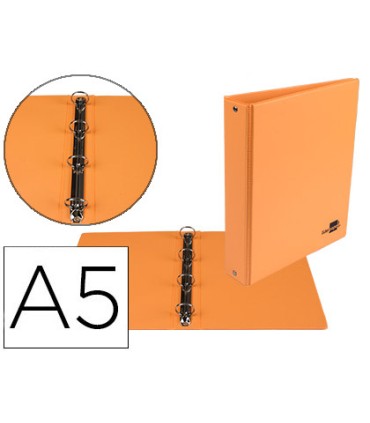 Carpeta de 4 anillas 25 mm redondas liderpapel a5 carton forrado pvc naranja