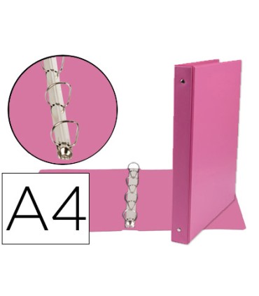 Carpeta de 4 anillas 25 mm mixtas liderpapel a4 carton forrado pvc fucsia