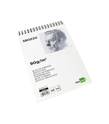 Bloc dibujo liderpapel esbozos espiral a5 148x210 mm 100 hojas 90gr m2 sin recuadro