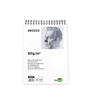 Bloc dibujo liderpapel esbozos espiral a5 148x210 mm 100 hojas 90gr m2 sin recuadro