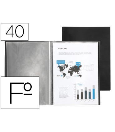 Carpeta liderpapel escaparate 40 fundas pvc folio negro