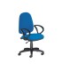 Silla rocada con brazos color azul diametro base 610 mm respaldo de 490 mm x 420 mm