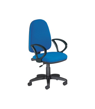 Silla rocada con brazos color azul diametro base 610 mm respaldo de 490 mm x 420 mm