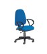 Silla rocada con brazos color azul diametro base 610 mm respaldo de 490 mm x 420 mm