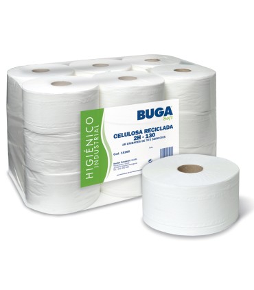 Papel higienico industrial gofrado buga reciclado 2 capas 130 m