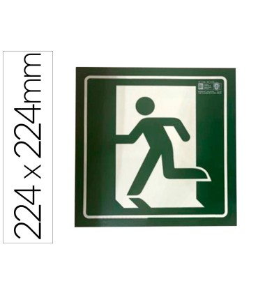 Pictograma syssa senal de salida de emergencia izquierda en pvc fotoluminiscente 224x224 mm