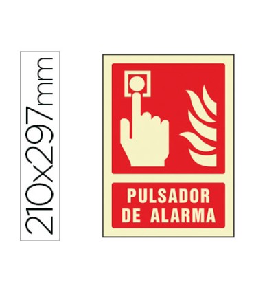 Pictograma syssa senal de pulsador de alarma en pvc fotoluminiscente 210x297 mm