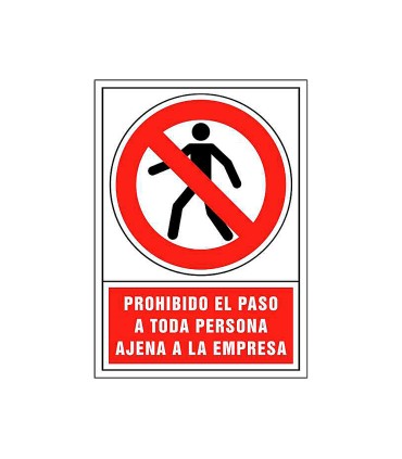 Pictograma syssa senal de prohibicion prohibido el paso a toda persona ajena a la empresa en pvc 245x345 mm