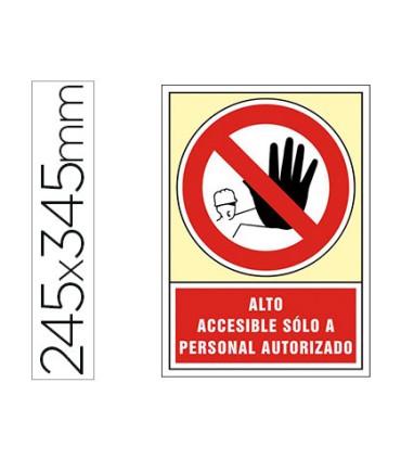 Pictograma syssa senal de prohibicion alto accesible solo a personal autorizado en pvc 245x345 mm