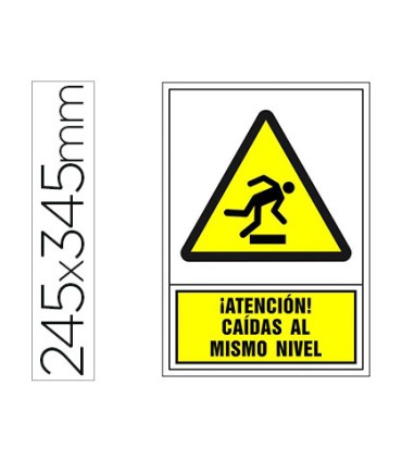 Pictograma syssa senal de advertencia atencion caidas al mismo nivel en pvc 245x345 mm