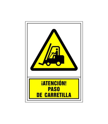 Pictograma syssa senal de advertencia atencion paso de carretilla en pvc 245x345 mm