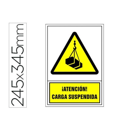 Pictograma syssa senal de advertencia atencion carga suspendida en pvc 245x345 mm