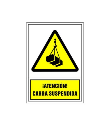 Pictograma syssa senal de advertencia atencion carga suspendida en pvc 245x345 mm