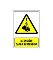 Pictograma syssa señal de advertencia atencion! carga suspendida en pvc 245x345 mm