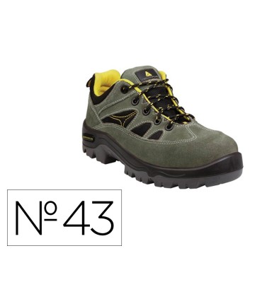 Zapatos de seguridad deltaplus trek de piel serraje puntera y suela composite verde talla 43