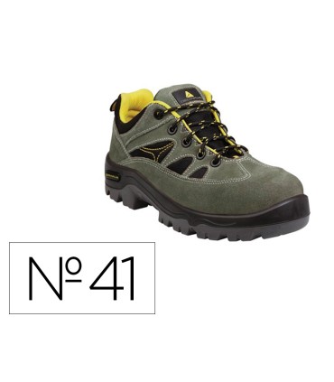 Zapatos de seguridad deltaplus trek de piel serraje puntera y suela composite verde talla 41