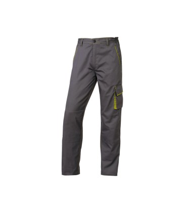 Pantalon de trabajo deltaplus cintura ajustable 5 bolsillos color gris verde talla xs