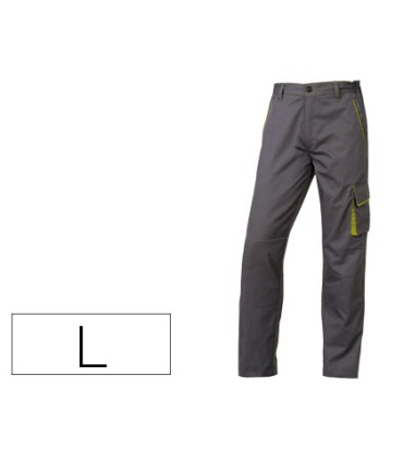 Pantalon de trabajo deltaplus cintura ajustable 5 bolsillos color gris verde talla l talla l