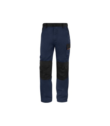 Pantalon de trabajo deltaplus cintura ajustable 5 bolsillos color azul naranja talla xxl