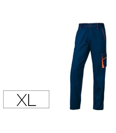 Pantalon de trabajo deltaplus cintura ajustable 5 bolsillos color azul naranja talla xl naranja talla xl