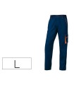 Pantalon de trabajo deltaplus cintura ajustable 5 bolsillos color azul naranja talla l