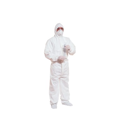 Traje de seguridad deltaplus polipropileno con capucha de un solo uso color blanco talla xl