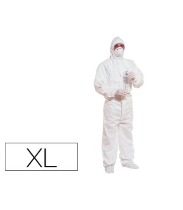 Traje de seguridad deltaplus polipropileno con capucha de un solo uso color blanco talla xl