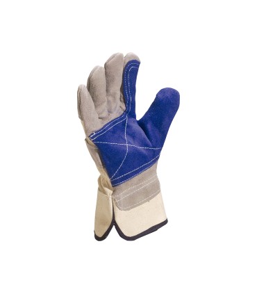 Guantes deltaplus docker serraje vacuno reforzado ideal para trabajos intensivo color gris azul talla 10