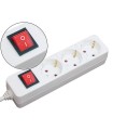 Regleta 3 tomas mediarange blanca con interruptor longitud cable 1,4m