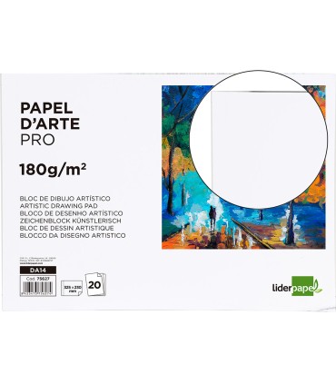 Bloc dibujo liderpapel artistico encolado 230x325mm 20 hojas 180 g m2 sin recuadro